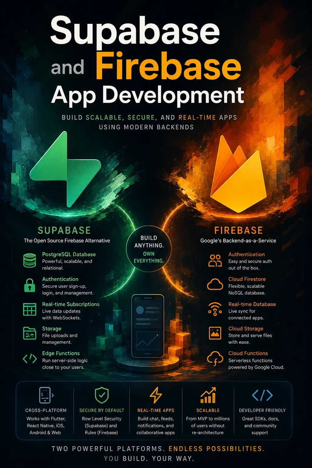 تطوير التطبيقات Supabase وFirebase